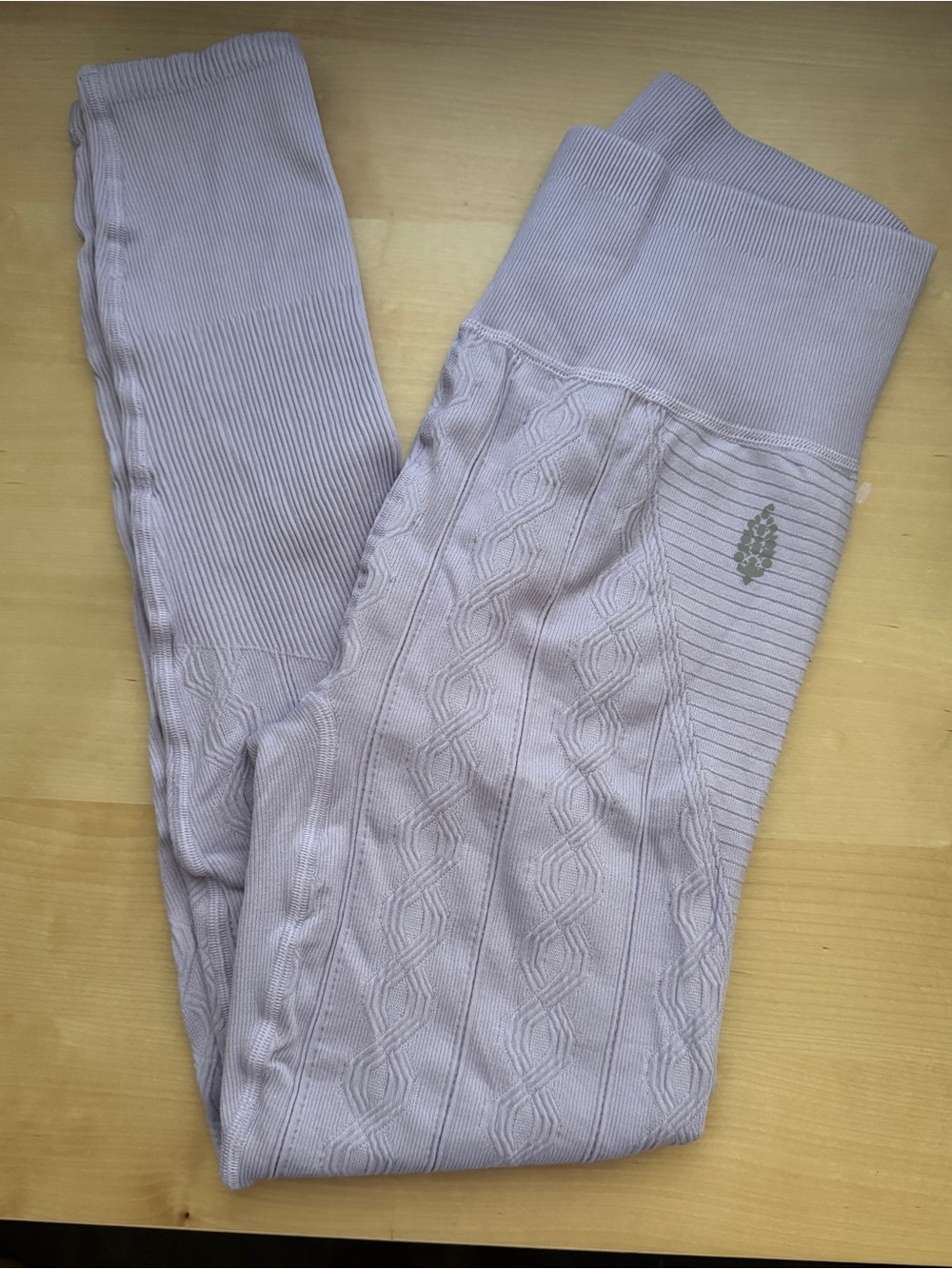 Free People High Rise Lilac Cable Knit Leggings Size M- NWOT